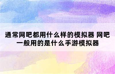 通常网吧都用什么样的模拟器 网吧一般用的是什么手游模拟器